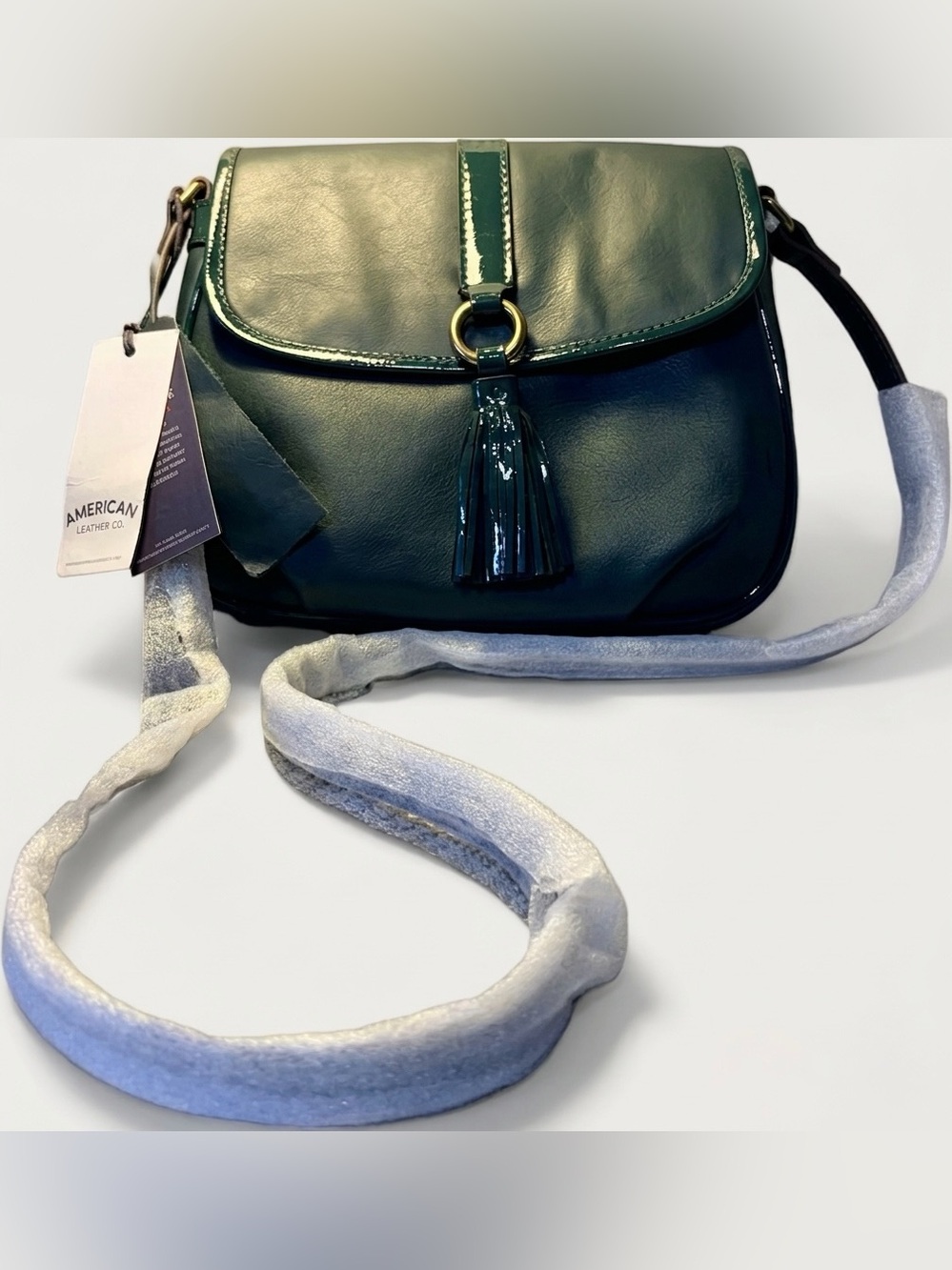 NWT American Leather Co. Fairfield Crossbody Bag - Green Leather